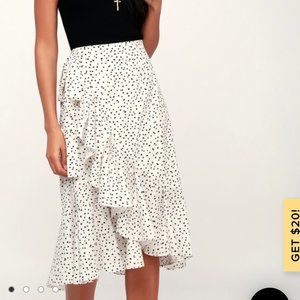 LULUS Black and White Polka Dot Midi Wrap - NWT